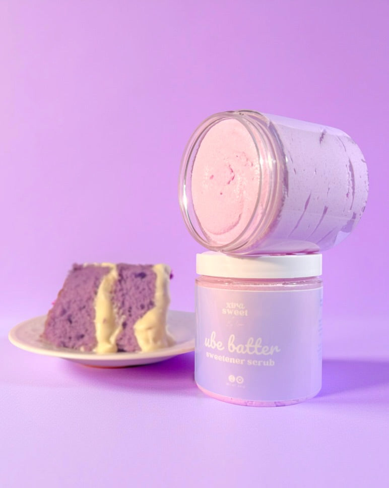 ube batter sweetener scrub
