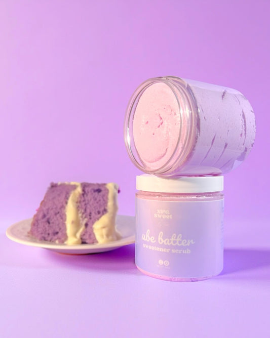 ube batter sweetener scrub